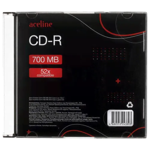 CD-диск Aceline CD-R, 0.7 ГБ, Slim Case, 52x, 1 шт [5081403]-0
